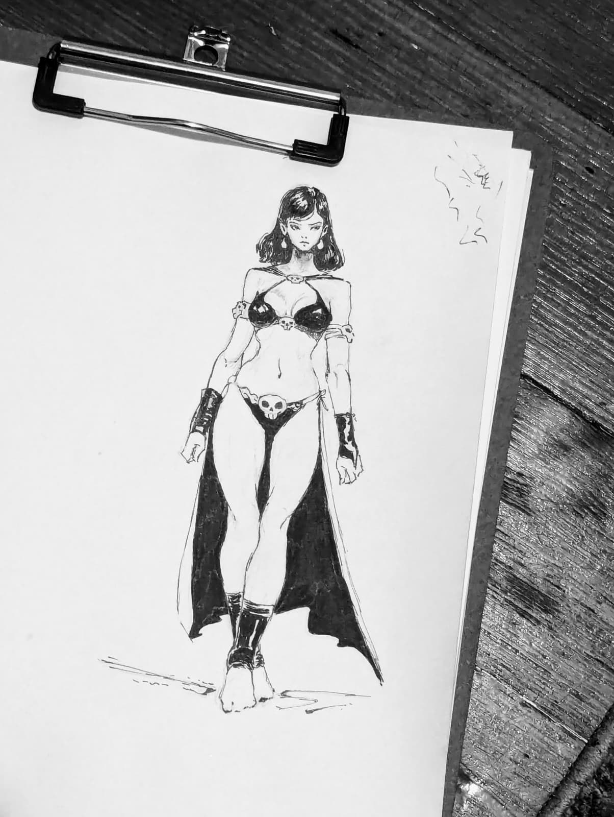 Brush pen portrait of a girl with glasses